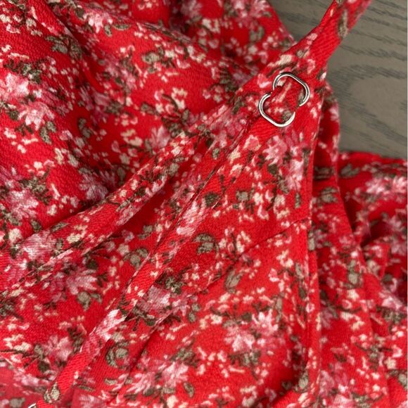 Free People all my love  medium red ditsy floral mini true wrap dress - Picture 6 of 10